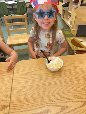 preschooler enjoying her ice cream