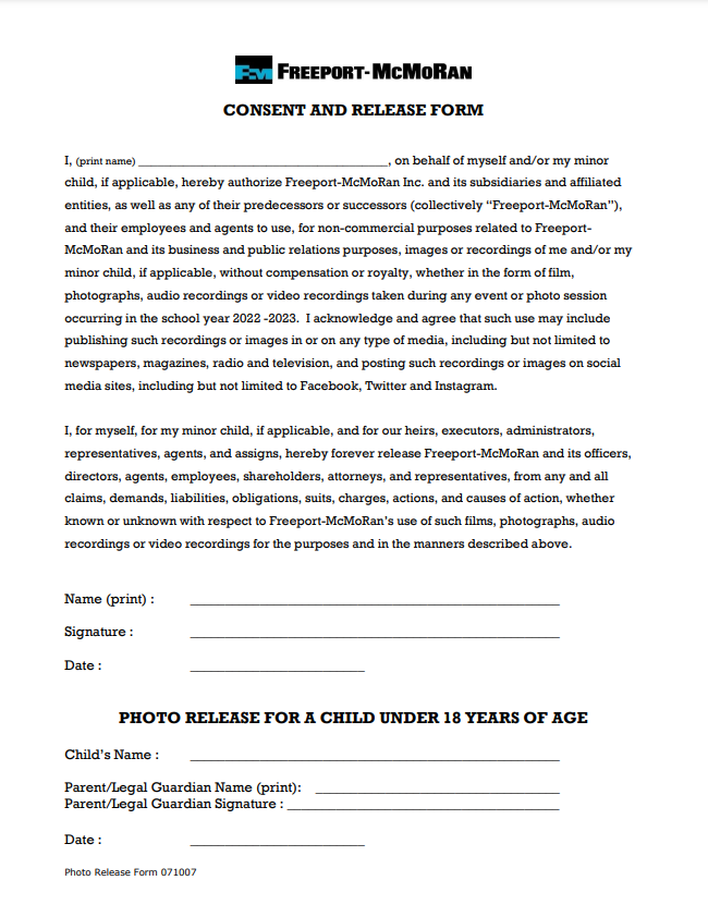 FMI Photo and Consent Form