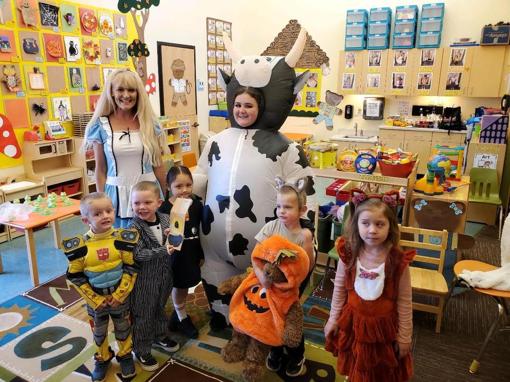 Pre-K Teachers and 5 students in costumes