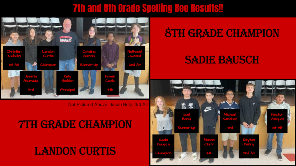 Results of the 7th and 8th Grade Spelling Bees